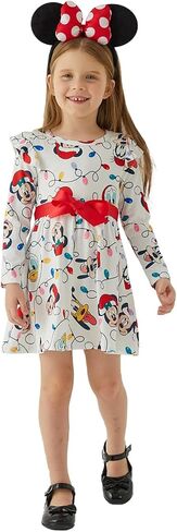 Disney Mickey and Friends Toddler Baby Girl Christmas Ruffles Bow Tie Long Sleeve Tutu Dress in Saudi Arabia