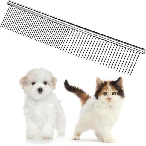 Trism Professional Pet Grooming Tool: Metal Comb for Dogs, Cats, and Other Pets - Removes Tangles and Knots, Ideal for Long and Short Hair in Kuwait