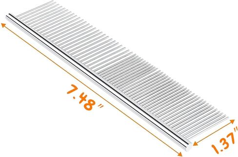 Trism Professional Pet Grooming Tool: Metal Comb for Dogs, Cats, and Other Pets - Removes Tangles and Knots, Ideal for Long and Short Hair in Kuwait