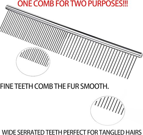 Trism Professional Pet Grooming Tool: Metal Comb for Dogs, Cats, and Other Pets - Removes Tangles and Knots, Ideal for Long and Short Hair in Kuwait