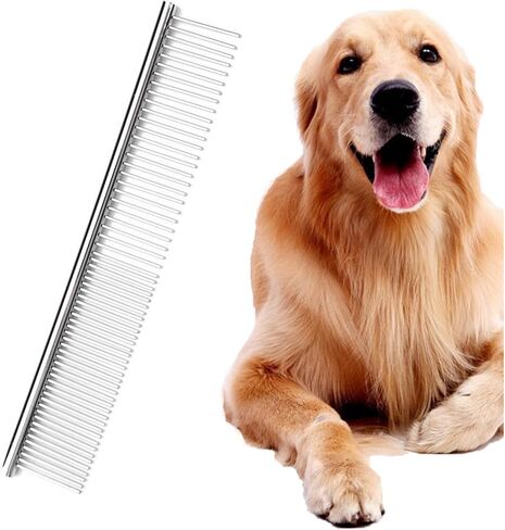Trism Professional Pet Grooming Tool: Metal Comb for Dogs, Cats, and Other Pets - Removes Tangles and Knots, Ideal for Long and Short Hair in Kuwait