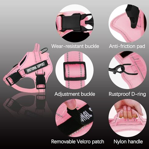 voopet Service Dog Harness, Emotional Support Pet Vest Harness, Reflective Breathable & Adjustable No Pull ESA Harness for Small Medium Large Dogs (with 4 PCS Removeable Tags),XX Small (Pack of 1) in Kuwait