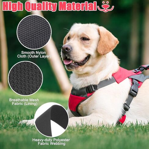 PUPTECK الهروب دليل على الكلب تسخير - قابل للتعديل لا سحب الكلب سترة ومقابض مزدوجة المقود مجموعة لينة مبطن رفع مقبض للكلاب المتوسطة الكبيرة تدريب المشي لمسافات طويلة المشي الصيد، أسود متوسط in Kuwait