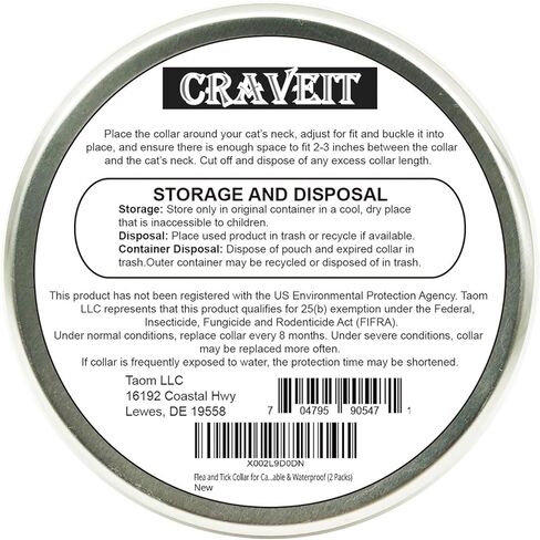 Flea and Tick Collar for Cat, Repels Fleas & Ticks, Natural Essential Oils, Allergy Prevention, 8 Months Protection, Adjustable & Waterproof (2 Packs) in Kuwait