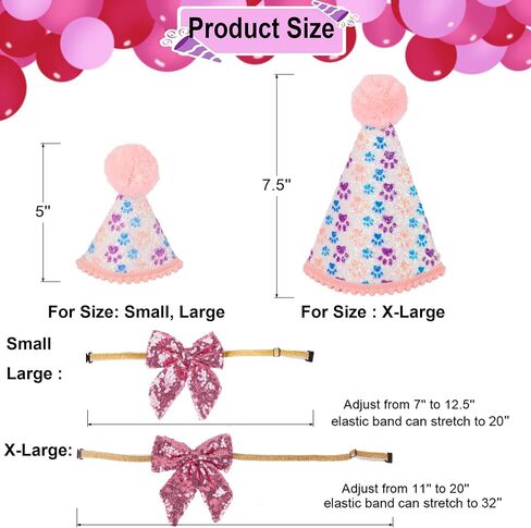 ADOGGYGO Dog Birthday Party Supplies, Boy Girl Dog Birthday Hat with Numbers Dog Puppy Birthday Bandana Hat Bow Set for Medium Large Dogs (Large, Pink) in Saudi Arabia