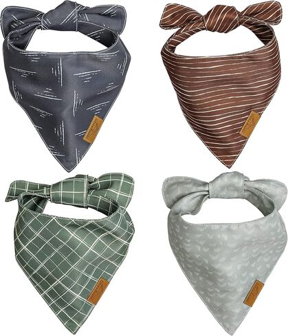 Remy+Roo Small Spring Dog Bandanas - 4 Pack Logan Set | Premium Durable Adjustable Polyester Fabric | Patented Shape Boy Dog Bandanas | Pack of Bandanas for Dogs in Kuwait