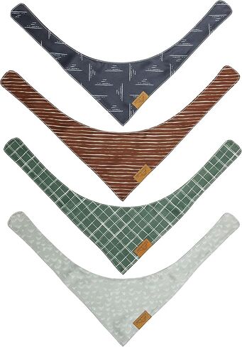 Remy+Roo Small Spring Dog Bandanas - 4 Pack Logan Set | Premium Durable Adjustable Polyester Fabric | Patented Shape Boy Dog Bandanas | Pack of Bandanas for Dogs in Kuwait