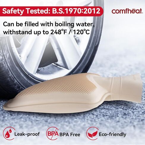 Small Rubber Hot Water Bottle 750ML with Easily Removable Soft Cover, Hot Water Bag for Pain Relief, Menstrual Cramps, Hand & Feet Warmer, BPA Free Hot Compress for Kids Women Men Grey in Kuwait