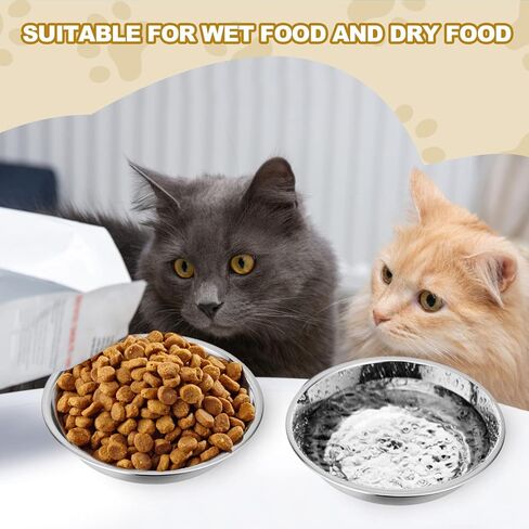Cat Bowls for Food and Water, 12 PCS Stainless Steel Shallow Cat Bowl, Whisker-Friendly & Stackable - Dishwasher Safe Cat Dishes Cat Feeding Bowl, 5.5 Inches Cat Plates for Small Dogs and Cats in Kuwait