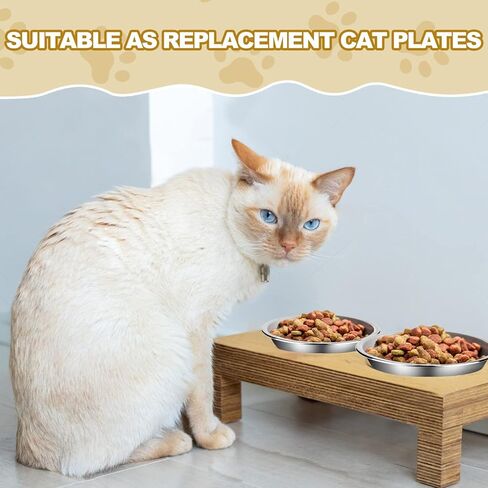Cat Bowls for Food and Water, 12 PCS Stainless Steel Shallow Cat Bowl, Whisker-Friendly & Stackable - Dishwasher Safe Cat Dishes Cat Feeding Bowl, 5.5 Inches Cat Plates for Small Dogs and Cats in Kuwait