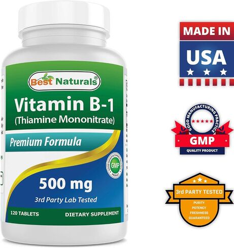 Best Naturals Vitamin B1 as Thiamine Mononitrate 500 mg 120 Tablets (120 Count (Pack of 1)) in Saudi Arabia