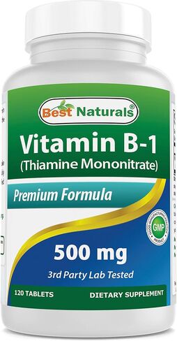 Best Naturals Vitamin B1 as Thiamine Mononitrate 500 mg 120 Tablets (120 Count (Pack of 1)) in Saudi Arabia