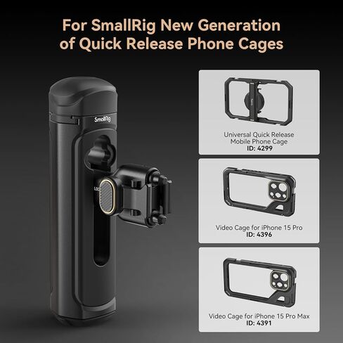 SMALLRIG Quick Release Side Handle for Universal Mobile Phone Cage 4299 and iPhone 15 Series Cage, Aluminum Handle Grip with Built-in Cold Shoe - 4403 in Kuwait