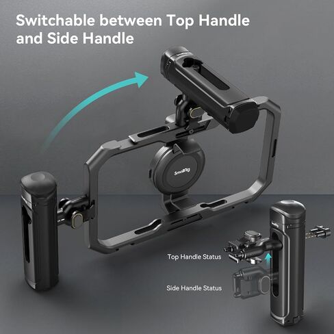 SMALLRIG Quick Release Side Handle for Universal Mobile Phone Cage 4299 and iPhone 15 Series Cage, Aluminum Handle Grip with Built-in Cold Shoe - 4403 in Kuwait