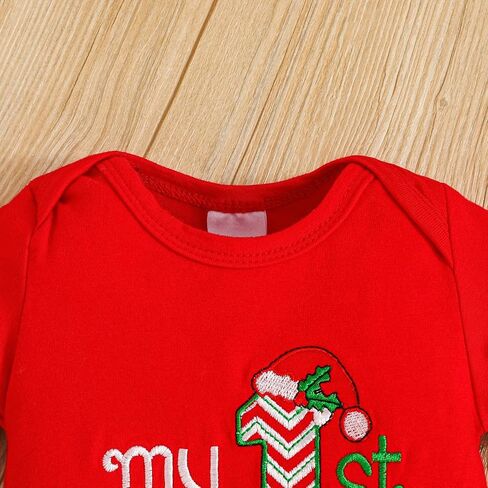 DOMOABEI بلدي 1st ملابس عيد الميلاد عيد الميلاد بيبي بوي الزي ملابس الطفل الصبي رومبير للرضيع سانتا السراويل قبعة 4 قطعة 0-18 أشهر in Kuwait