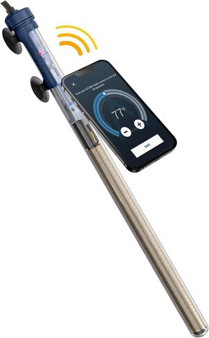 Sicce Scuba 50 Watt Aquarium Fish Tank Heater Smartphone Controlled via NFC Contactless App Adjustable | 50W Submersible for Marine Saltwater and Freshwater | Run Dry Protection in Saudi Arabia