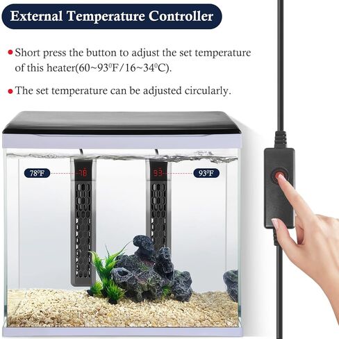 FEDOUR 200W / 300W / 400W PTC سخان حوض السمك، سخان خزان الأسماك قابل للتعديل مع وحدة تحكم في درجة الحرارة الخارجية، سخان خزان السلحفاة مع غطاء واقي قابل للفصل لمدة تصل إلى 105 جالون خزان (400W) in Kuwait