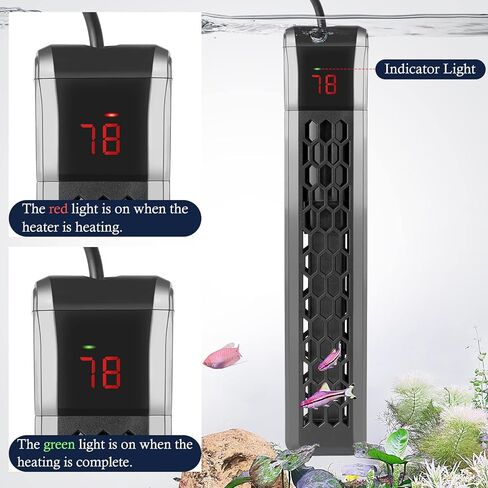 FEDOUR 200W / 300W / 400W PTC سخان حوض السمك، سخان خزان الأسماك قابل للتعديل مع وحدة تحكم في درجة الحرارة الخارجية، سخان خزان السلحفاة مع غطاء واقي قابل للفصل لمدة تصل إلى 105 جالون خزان (400W) in Kuwait