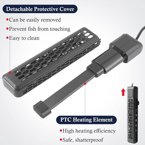 FEDOUR 200W / 300W / 400W PTC سخان حوض السمك، سخان خزان الأسماك قابل للتعديل مع وحدة تحكم في درجة الحرارة الخارجية، سخان خزان السلحفاة مع غطاء واقي قابل للفصل لمدة تصل إلى 105 جالون خزان (400W) in Kuwait