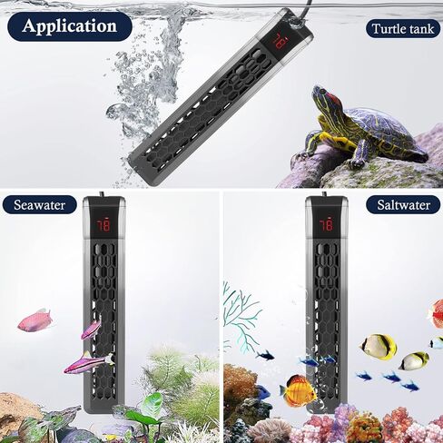FEDOUR 200W / 300W / 400W PTC سخان حوض السمك، سخان خزان الأسماك قابل للتعديل مع وحدة تحكم في درجة الحرارة الخارجية، سخان خزان السلحفاة مع غطاء واقي قابل للفصل لمدة تصل إلى 105 جالون خزان (400W) in Kuwait
