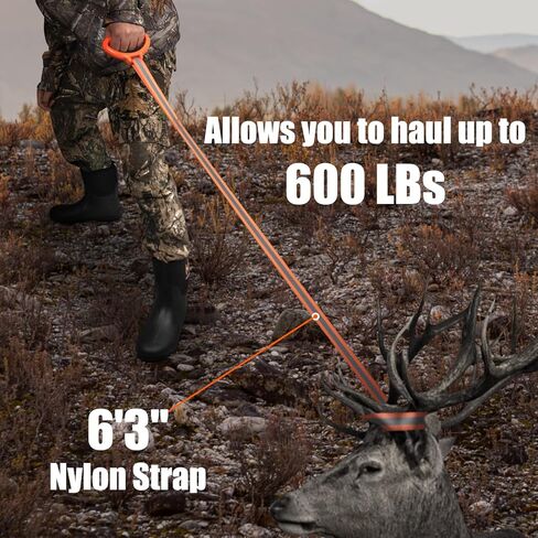 Hunthor حبل سحب الغزلان بطول 6.3 قدم مع مقبض لمعدات الصيد، وحزام سحب الغزلان بوزن 600 رطل، وإكسسوارات صيد الغزلان للعبة الكبيرة والصغيرة in Kuwait