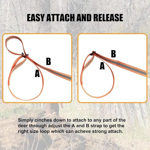 Hunthor حبل سحب الغزلان بطول 6.3 قدم مع مقبض لمعدات الصيد، وحزام سحب الغزلان بوزن 600 رطل، وإكسسوارات صيد الغزلان للعبة الكبيرة والصغيرة in Kuwait