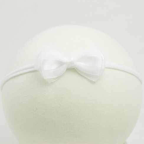 Baby Girl White Lace Tieback Flower Halo Crown and Small Bow Headbands | Newborn Gift Sets in Saudi Arabia