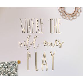 ديكور جدار غرفة اللعب، 23 بوصة XL ثلاثي الأبعاد حيث تلعب الحيوانات البرية لافتة حضانة خشبية لتزيين غرفة الأطفال الصغار ديكور غرفة نوم الأولاد والبنات علامة كلمة لغرفة النوم المنزلية (خشب - لون طبيعي) in Kuwait