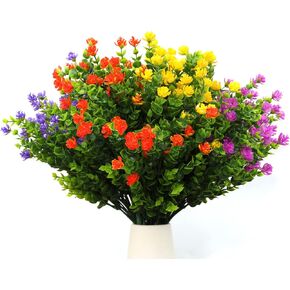 BESKIT زهور اصطناعية وهمية، 16 حزمة من النباتات البلاستيكية الصناعية في الهواء الطلق والشجيرات المقاومة للأشعة فوق البنفسجية لحديقة الفناء ونافذة صندوق خارج ديكورات داخلية (ميكسكولور) in Kuwait