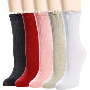 sockfun Ruffle Frilly Socks for Women Girls, Fruit Lettuce Socks 3-5 Pairs in Kuwait