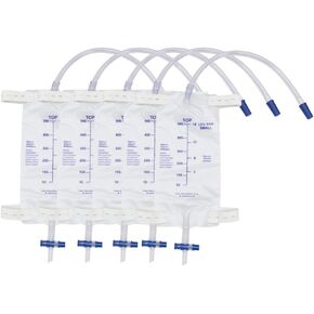 5Pcs 500ml Leg Bag Urinary Drainage Bag with 2 Straps, Latex Free Urine Collection Bag Drain Bag with Anti-Reflux Valve (500ml/5Pcs)