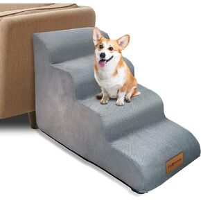 ExiBryony Dog Steps 4 Steps, 18in Non-Slip 30D High Density Pet Stairs/Step, Soft Foam Dog Ladder, Dog Stairs for Bed, Sofa, Best for Older Pets or Pets with Joint Problems and Mobility Problems in Kuwait