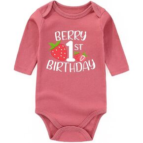 Berry Sweet One Birthday Outfit Girl Baby Clothes Funny newborn Bodysuits First birthday in Kuwait