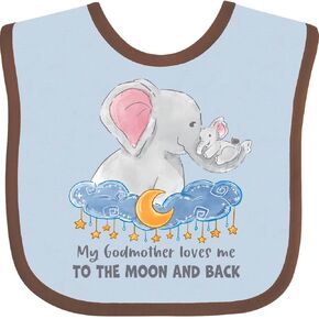 inktastic My Godmother Loves Me To the Moon and Back Elephant Family Baby Bib