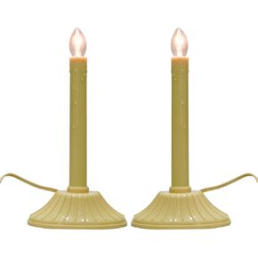 GOOTHY 1 Light Electric Window Candles, 2 Pack Christmas Candle Lights with 4 C7 Clear Bulbs(2 Spare), Plug in Electric Candles for Window Christmas Weddings Home Table Decorotions, Ivory -2 Pack