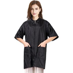 TopTie Nylon Salon Hairstylist Smock Barber Haircut Jacket, Dog Pet Grooming Work Shirt Uniform with Zip Closure in Kuwait