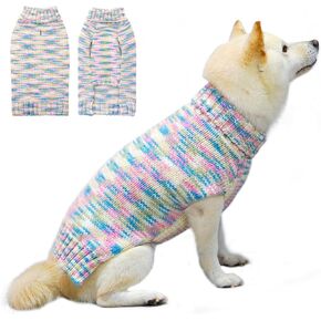 KYEESE Dog Sweater Thermal Turtleneck Dog Knitwear for Small Dogs with Leash Hole Warm Dog Coat for Cold Weather in Winter, Neon Pink,M