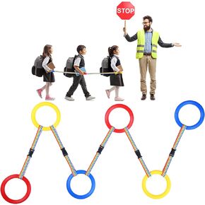 6 Pcs Toddlers Walking Ropes Preschool Walking Rope Kids Handles Safety Colorful Line Detachable Transition Rope for Kids Daycare School Kindergarten Nursery Outdoor Supplies (Red Yellow Blue)