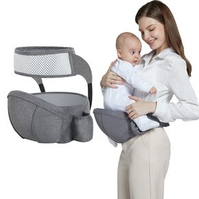 Baby Carrier to Newborn, Ergonomic Infant Carrier for Mom Dad Lightweight Waist Stool for Toddlers, Children, Babies Shower Gift 6-48 lbs Black
