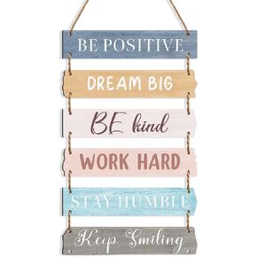 Blulu 6 Pieces Rustic Wall Hanging Plaque Sign Inspirational Wall Art Farmhouse Wooden Wall Signs Positive Wall Plaque with Quotes Motivational Quote Decor for Office Bedroom Living Room (Cute Style) in Kuwait