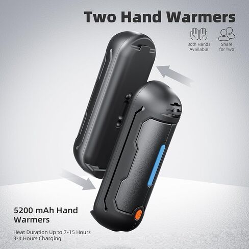 MORIKO 2-Pack Hand Warmer قابلة للشحن، ترقية 2 في 1 5200 مللي أمبير في الساعة الكهربائية لتدفئة اليد، محمول USB قابل لإعادة الاستخدام، للتخييم في الهواء الطلق، التزلج، الصيد، الجولف، هدية للنساء والأطفال أو مريض رينو in Kuwait