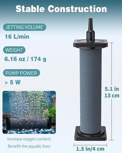 Pawfly Aquarium 8 Inch Air Stone Cylinder for Larger Air Pump Bubble Diffuser Release Tool for Outdoor Pond Garden Circulation System and Large Fish Tanks, 2 Pack in Kuwait