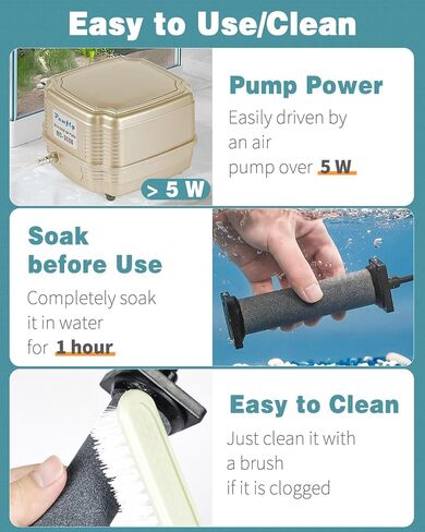 Pawfly Aquarium 8 Inch Air Stone Cylinder for Larger Air Pump Bubble Diffuser Release Tool for Outdoor Pond Garden Circulation System and Large Fish Tanks, 2 Pack in Kuwait