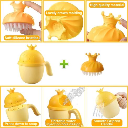 Baby Shower Cap Shield, Baby bath set shower cap/water cup/massage brush,Visor Hat for Eye and Ear Protection for 0-9 Years Old Children,Cute Crown Shape Makes the Baby Bath More Fun (Blue) in Kuwait
