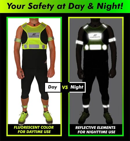 FREEMOVE Reflective Vest - Running Gear + 2 Bands & Bag/Ultralight & Comfy Safety Vests for Running, Walking, Cycling in Kuwait