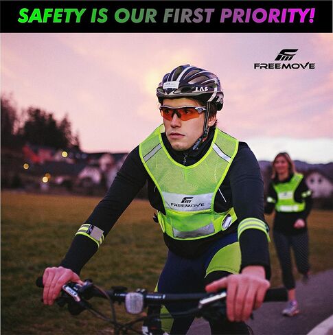 FREEMOVE Reflective Vest - Running Gear + 2 Bands & Bag/Ultralight & Comfy Safety Vests for Running, Walking, Cycling in Kuwait