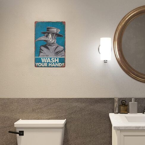 لافتة فينتاج من القصدير من اكس بي ديسينز مطبوع عليها عبارة «Wash Your Hand Plague Doctor» وطبيب الطاعون لديكور الحائط، ديكور للمنزل/ هدايا العشاق/ ديكور الحائط/ لافتة فنية لديكور حائط الضيوف مقاس 8 × in Kuwait