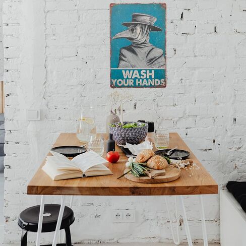 لافتة فينتاج من القصدير من اكس بي ديسينز مطبوع عليها عبارة «Wash Your Hand Plague Doctor» وطبيب الطاعون لديكور الحائط، ديكور للمنزل/ هدايا العشاق/ ديكور الحائط/ لافتة فنية لديكور حائط الضيوف مقاس 8 × in Kuwait