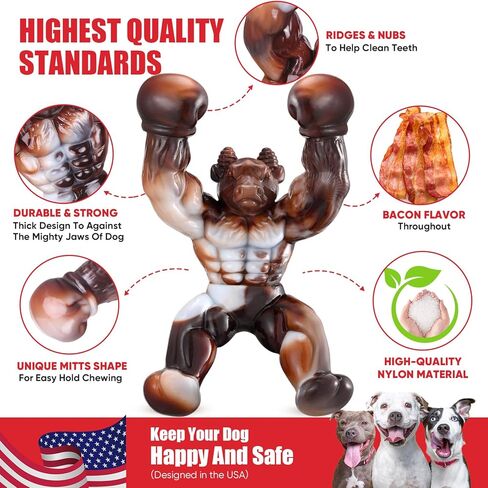 ألعاب الكلاب من زينبو للمضغ العدواني، ألعاب الكلاب غير القابلة للتدمير، لعبة مضغ للكلاب من النايلون الأكثر صلابة مع نكهة لحم الخنزير المقدد الحقيقية، ممتعة للمضغ، ألعاب عظام الكلاب للكلاب المتوسطة والكبيرة in Kuwait