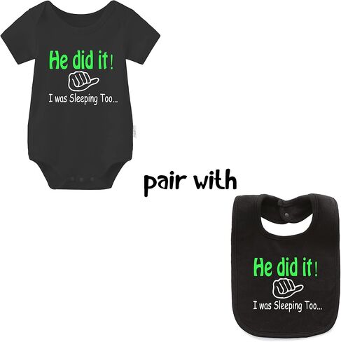 YSCULBUTOL Baby Twins Bodysuits She Did It He Did It Infant Cute Clothes Unisex Twin Romper Toddler Outfits in Saudi Arabia
